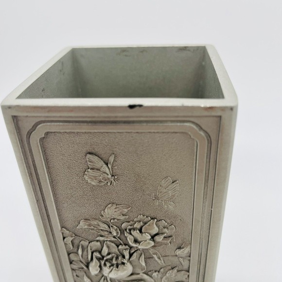 Rare Royal Selangor Pewter Four Seasons Pencil Pen Caddy Holder Vase Embossed 5" - Picture 7 of 9